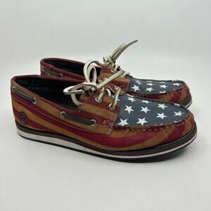Roper "American Beauty" Casual Moccasins Boat Shoe WMNS US 8 Red White Blue Lace
